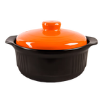 康舒砂锅家用炖锅煲汤陶瓷煲仔饭耐高温干烧不裂沙锅炖汤锅煲仔饭 黑橙（家用3-5人） 3300ml