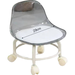 【热销爆款】儿童凳子亚克力万向轮滑轮矮凳儿童带娃小椅子小凳子 透明灰-儿童靠背小椅子