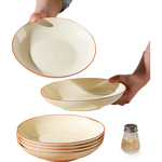 奶油风茶卡家用高颜值饭碗菜盘高温陶瓷碗盘餐具套装 茶卡 4个7英寸盘子