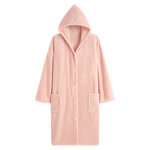 三利10a抗菌可穿式浴巾女浴袍速干不易掉毛家用连帽浴裙长袖冬天浴衣 蜜桃粉10a抗菌连帽长袖