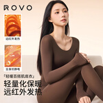 ROVO超薄保暖内衣女亲肤防静电隐形肌底美肤衣发热孕秋衣秋裤套装 可可棕【10A抗菌 适用于5℃~15℃】 L【适用于90-120斤】