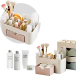 抽屉式桌面收纳盒笔筒抽屉柜组储物柜遥控器收纳盒化妆品收纳盒 桌面多格收纳【一个装】颜色随机发活动1