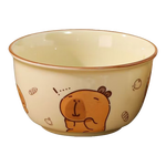 卡皮巴拉陶瓷餐盘可爱家用宿舍草帽盘蛋糕盘高颜值精致餐具碗盘 卡迪巴拉【1个装】4.5英寸碗