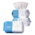 京东快递一次性男女清洁湿巾洗脸巾杀菌私处私护 加厚加粗免洗 蓝色洗脸巾2包装100抽