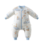 贝肽斯睡袋婴儿春秋冬季儿童宝宝3-6岁纯棉分腿式防踢被保暖惊跳连体衣 森趣牧歌【春秋双层 20-26°C】猫肚棉 S码 建议身高60-85cm建议0.6-1.3岁