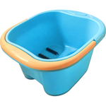 泡脚桶高深桶洗脚盆保温加厚足浴桶大号足疗盆按摩滑轮加厚洗脚桶 蓝色 40cm