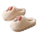卡通棉拖鞋蘑菇毛绒女冬季保暖情侣居家室内加绒月子鞋男拖鞋包根 卡其 38-39 （适合37-38）