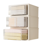 衣物收纳箱卧室收纳柜储物箱家用塑料抽屉式内衣收纳衣柜 2个装透明茶【27.5深度】