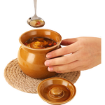 瓦罐炖盅隔水炖一人食蒸蛋炖罐带盖汤罐中式沙县小吃陶瓷 【白色】1个装 480ml