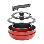 卡罗特锅具套装三件套可拆卸手柄有钛不粘锅电磁炉炒菜平底叠叠乔迁礼物