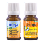 Ddrops滴卓思婴儿d3滴剂 婴儿ad滴剂婴幼儿童维生素vad 0-1岁适用 婴儿ad 1.7ml*1瓶 +d3 2.5ml*1瓶