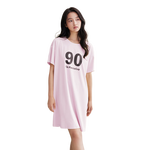 安之伴【巨好睡】睡衣女春夏季凉感纯棉简约数字印花休闲中长款女士睡裙 粉彩色【柔软有弹性-超入眠】 XL