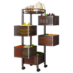 溢彩年华 旋转置物架厨房落地蔬菜收纳储物架可移动卫生间置物架六层1118