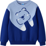 361°童装儿童圆领仿毛衫男女童年冬季新款小童时尚保暖童趣毛衣 银河钴蓝 101cm