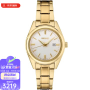 精工（Seiko）女士金色表盘手表太阳纹饰面日期日历显示100M防水腕表奢侈品潮牌 Gold os