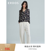 ERDOS 春夏V领宽松法式蔷薇休闲女长袖衬衫 黑 160/84A/M