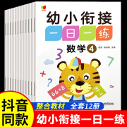 幼小衔接一日一练全套数学拼音12册 学前班幼儿园大班中班幼儿练习册专项训练幼衔小数学练习题每日练习本启蒙人教版一年级