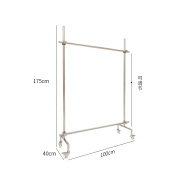 LISM服装店展示架不锈钢落地带轮子陈列专用女装挂衣架可调节移动货架 不锈钢:100*40*175cm 官方标配