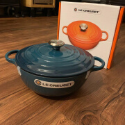 酷彩（Le Creuset） 铸铁珐琅炖锅火锅汤锅 厨房家用燃气锅具 26cm 蓝绿色 法国进口