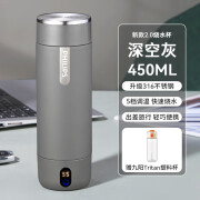 飞利浦（PHILIPS）烧水杯保温杯便携式出差旅行车载电热杯宿舍办公316不锈钢 全新升级款-450ML深空灰316不锈