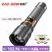 锐豹（RAY-BOW）白激光强光手电筒Type-c充电伸缩调焦超亮远射铝合金手电 RB-167 白激光手电筒 标准款(裸