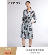 ERDOS 春夏玫瑰剪影印花真丝斜纹绸女衬衫连衣裙 无花果叶 160/84A/M