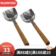 NUANYAO农村老式炒菜铲子不锈钢铁锅铲用长柄木柄的手工木 木柄钢铲