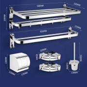 安华ANNWA安华卫浴挂件304不锈钢毛巾架卫生间置物架免打孔浴室浴巾架 豪华五件套（可免钉/打孔）