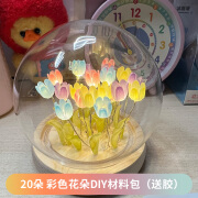 ZMKAM郁金香小夜灯手工diy材料包家居摆件送女友创意礼物氛围灯送闺蜜 彩色 20朵郁金香 diy材料包