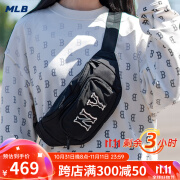 美职棒（MLB）官方斜挎包男女同款复古老花纽约洋基队黑色休闲胸包 纽约洋基队/黑色 F