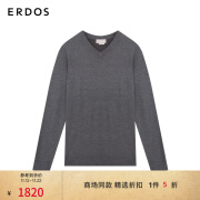 ERDOS 冬季商务休闲精纺V领通勤装饰虚提男羊绒衫针织衫 深灰 180/100A/XL