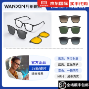 万新眼镜 WANXIN万新镜片mr-8 非球面防蓝光变色 1.60可配眼镜近视 套镜镜框12183 12183C2磨砂黑色镜架+五款磁吸片 单镜框