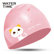 WATERTIME/水川 儿童泳帽男女童防水硅胶不勒头护发耳游泳帽印花猫咪小公主