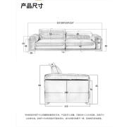 全友家居法式复古黑色曜石大黑牛沙发中古风小户型客厅包豪斯真皮直排沙发 油蜡超纤皮 三人位227cm