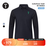 EUROPEAN TOUR欧巡赛高尔夫服装男装长袖Polo衫24秋冬弹力舒适保暖T恤 黑色 3XL