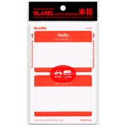 米标（HLABEL）彩色不干胶姓名贴纸hello 商务早教用名字贴打印手写自粘性标签 86X59mm 红色726