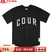 野球帝COURTMAN野球帝 篮球运动T恤美式复古嘻哈棒球服训练服短袖上衣男 黑色 S