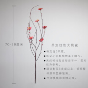 美学黑客 手工桦树干枝山捻枝玉兰树枝花束客厅摆设干花真花插花家居室内 大桃花红色一支