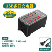 皮乐仕 usb插头多口多孔快充手机充电器60口充电桩工作室宿舍排插座快充头充电器线30口万能智能闪充 USB多口充电器 20口 黑色