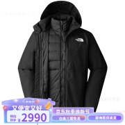 北面（The North Face）羽绒服内胆三合一冲锋衣男23秋冬户外防水保暖外套官方 黑色 M 170