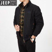 JEEP SPIRIT秋季爸爸衣服双面穿男士外套两面中年夹克男款春秋款休闲棉质立领 深蓝色 XL