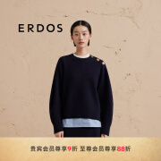 ERDOS 24冬季新品圆领精纺四平空转套衫宽松老钱风保暖加厚女羊绒 藏蓝 170/88A/L