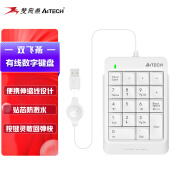 双飞燕（A4TECH）FK13 有线键盘 笔记本外接数字小键盘 财务会计收银柜台证券用 USB接口 伸缩线 象牙白