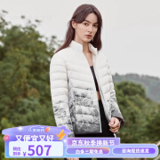 波司登（BOSIDENG）轻薄服女短款2023年女款上衣立领甜系穿搭修身渐变时尚官方 9F50黑白渐变雪山 165/88A