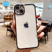 苹果13手机壳iPhone14promax保护套11的透明电镀12防摔x简约xr感xsmax潮流xr 电镀边框【石墨黑】++钢化膜 iPhone 13 Pro Max