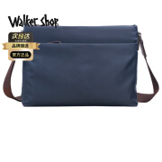 Walker Shop【品牌臻选】单肩包男质感尼龙男士斜跨包休闲横款潮流大容量包包 蓝色【礼盒装/京仓发货/次日达】