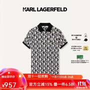 Karl Lagerfeld卡尔拉格斐轻奢老佛爷男装 24夏款KL刺绣休闲短袖Polo衫 黑色 50