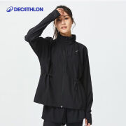 迪卡侬（DECATHLON）跑步外套女夏季防晒瑜伽服健身衣防风夹克户外运动外套SAX1 经典黑 36/XS