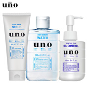 吾诺（UNO）男士净透护肤套装(洗面奶130g+爽肤水200ml+乳液160ml) 