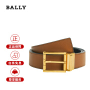 巴利（BALLY）节日礼物男士腰带新款金属针扣牛皮腰带商务休闲棕色皮带 6305435 棕色+黑色 110cm